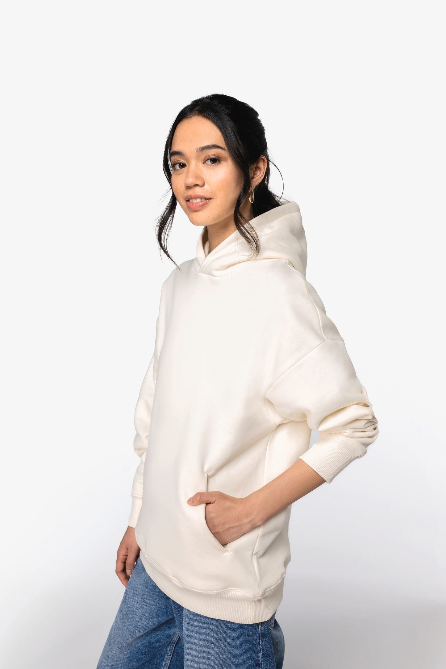 Ecologische uniseks oversized sweater met capuchon